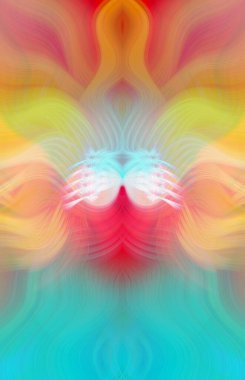 Simetrik Kaleydoskopik Desenler ve Fütürist Neon Parıltısı Tasarımlı Gökkuşağı Soyut Sanatı