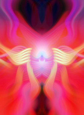 Simetrik Kaleydoskopik Desenler ve Fütürist Neon Parıltısı Tasarımlı Gökkuşağı Soyut Sanatı