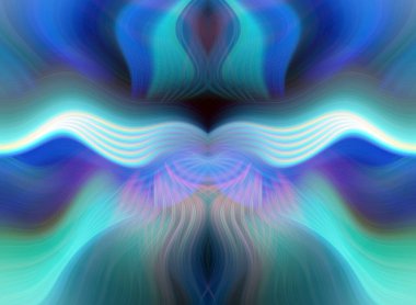 Simetrik Kaleydoskopik Desenler ve Fütürist Neon Parıltısı Tasarımlı Gökkuşağı Soyut Sanatı