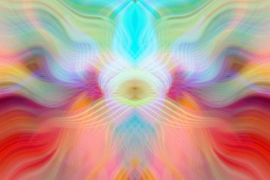 Simetrik Kaleydoskopik Desenler ve Fütürist Neon Parıltısı Tasarımlı Gökkuşağı Soyut Sanatı