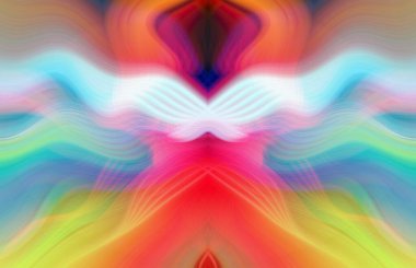 Simetrik Kaleydoskopik Desenler ve Fütürist Neon Parıltısı Tasarımlı Gökkuşağı Soyut Sanatı