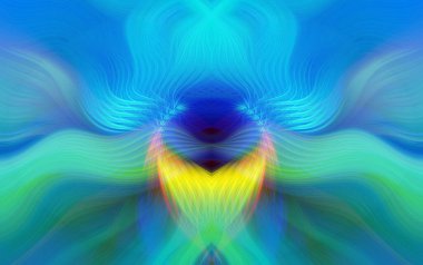 Simetrik Kaleydoskopik Desenler ve Fütürist Neon Parıltısı Tasarımlı Gökkuşağı Soyut Sanatı