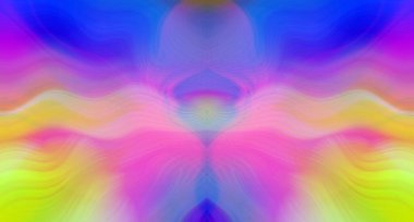 Simetrik Kaleydoskopik Desenler ve Fütürist Neon Parıltısı Tasarımlı Gökkuşağı Soyut Sanatı