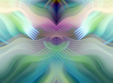 Simetrik Kaleydoskopik Desenler ve Fütürist Neon Parıltısı Tasarımlı Gökkuşağı Soyut Sanatı