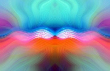 Simetrik Kaleydoskopik Desenler ve Fütürist Neon Parıltısı Tasarımlı Gökkuşağı Soyut Sanatı
