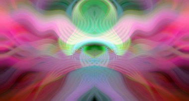 Simetrik Kaleydoskopik Desenler ve Fütürist Neon Parıltısı Tasarımlı Gökkuşağı Soyut Sanatı