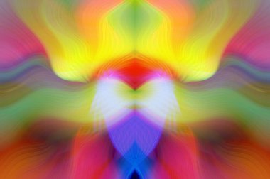 Simetrik Kaleydoskopik Desenler ve Fütürist Neon Parıltısı Tasarımlı Gökkuşağı Soyut Sanatı