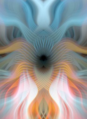 Simetrik Kaleydoskopik Desenler ve Fütürist Neon Parıltısı Tasarımlı Gökkuşağı Soyut Sanatı