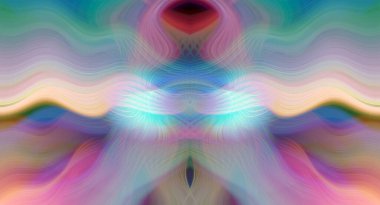 Simetrik Kaleydoskopik Desenler ve Fütürist Neon Parıltısı Tasarımlı Gökkuşağı Soyut Sanatı