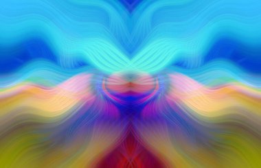 Simetrik Kaleydoskopik Desenler ve Fütürist Neon Parıltısı Tasarımlı Gökkuşağı Soyut Sanatı