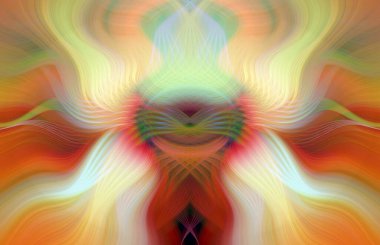 Simetrik Kaleydoskopik Desenler ve Fütürist Neon Parıltısı Tasarımlı Gökkuşağı Soyut Sanatı