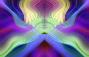 Simetrik Kaleydoskopik Desenler ve Fütürist Neon Parıltısı Tasarımlı Gökkuşağı Soyut Sanatı
