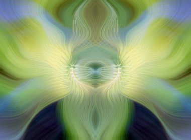 Simetrik Kaleydoskopik Desenler ve Fütürist Neon Parıltısı Tasarımlı Gökkuşağı Soyut Sanatı