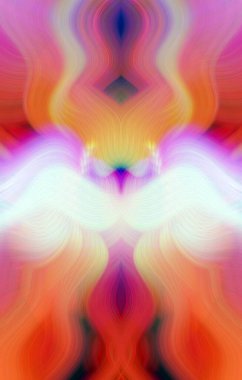 Simetrik Kaleydoskopik Desenler ve Fütürist Neon Parıltısı Tasarımlı Gökkuşağı Soyut Sanatı