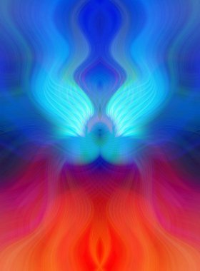 Simetrik Kaleydoskopik Desenler ve Fütürist Neon Parıltısı Tasarımlı Gökkuşağı Soyut Sanatı