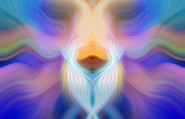 Simetrik Kaleydoskopik Desenler ve Fütürist Neon Parıltısı Tasarımlı Gökkuşağı Soyut Sanatı