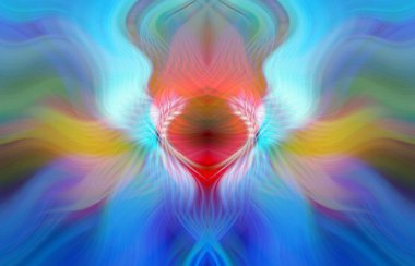 Simetrik Kaleydoskopik Desenler ve Fütürist Neon Parıltısı Tasarımlı Gökkuşağı Soyut Sanatı