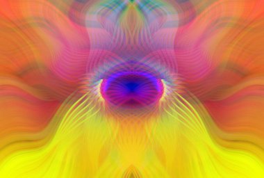 Simetrik Kaleydoskopik Desenler ve Fütürist Neon Parıltısı Tasarımlı Gökkuşağı Soyut Sanatı