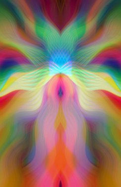 Canlı Soyut Sanatsal Simetrik Renkli Kaleydoskopik Tasarım Parlak Desenler, Geometrik Şekiller, Modern Geleceğsel Sanatsal Biçimli Değişken Enerji