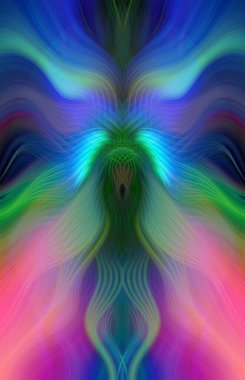 Canlı Soyut Sanatsal Simetrik Renkli Kaleydoskopik Tasarım Parlak Desenler, Geometrik Şekiller, Modern Geleceğsel Sanatsal Biçimli Değişken Enerji