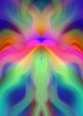 Canlı Soyut Sanatsal Simetrik Renkli Kaleydoskopik Tasarım Parlak Desenler, Geometrik Şekiller, Modern Geleceğsel Sanatsal Biçimli Değişken Enerji