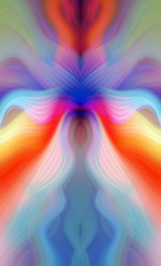 Canlı Soyut Sanatsal Simetrik Renkli Kaleydoskopik Tasarım Parlak Desenler, Geometrik Şekiller, Modern Geleceğsel Sanatsal Biçimli Değişken Enerji