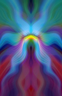 Canlı Soyut Sanatsal Simetrik Renkli Kaleydoskopik Tasarım Parlak Desenler, Geometrik Şekiller, Modern Geleceğsel Sanatsal Biçimli Değişken Enerji