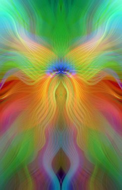 Canlı Soyut Sanatsal Simetrik Renkli Kaleydoskopik Tasarım Parlak Desenler, Geometrik Şekiller, Modern Geleceğsel Sanatsal Biçimli Değişken Enerji