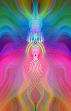 Canlı Soyut Sanatsal Simetrik Renkli Kaleydoskopik Tasarım Parlak Desenler, Geometrik Şekiller, Modern Geleceğsel Sanatsal Biçimli Değişken Enerji