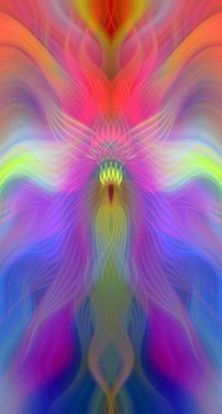 Canlı Soyut Sanatsal Simetrik Renkli Kaleydoskopik Tasarım Parlak Desenler, Geometrik Şekiller, Modern Geleceğsel Sanatsal Biçimli Değişken Enerji