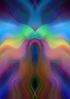 Canlı Soyut Sanatsal Simetrik Renkli Kaleydoskopik Tasarım Parlak Desenler, Geometrik Şekiller, Modern Geleceğsel Sanatsal Biçimli Değişken Enerji