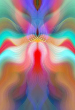 Canlı Soyut Sanatsal Simetrik Renkli Kaleydoskopik Tasarım Parlak Desenler, Geometrik Şekiller, Modern Geleceğsel Sanatsal Biçimli Değişken Enerji