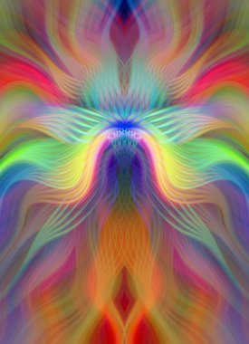 Canlı Soyut Sanatsal Simetrik Renkli Kaleydoskopik Tasarım Parlak Desenler, Geometrik Şekiller, Modern Geleceğsel Sanatsal Biçimli Değişken Enerji