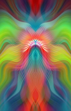 Canlı Soyut Sanatsal Simetrik Renkli Kaleydoskopik Tasarım Parlak Desenler, Geometrik Şekiller, Modern Geleceğsel Sanatsal Biçimli Değişken Enerji