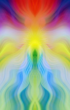 Canlı Soyut Sanatsal Simetrik Renkli Kaleydoskopik Tasarım Parlak Desenler, Geometrik Şekiller, Modern Geleceğsel Sanatsal Biçimli Değişken Enerji