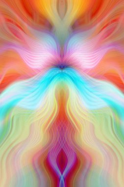 Canlı Soyut Sanatsal Simetrik Renkli Kaleydoskopik Tasarım Parlak Desenler, Geometrik Şekiller, Modern Geleceğsel Sanatsal Biçimli Değişken Enerji