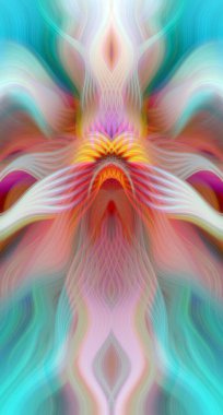 Canlı Soyut Sanatsal Simetrik Renkli Kaleydoskopik Tasarım Parlak Desenler, Geometrik Şekiller, Modern Geleceğsel Sanatsal Biçimli Değişken Enerji
