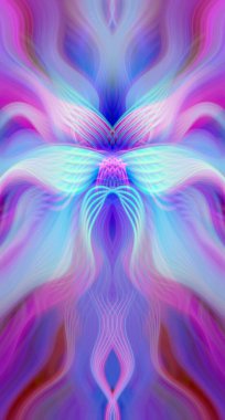 Canlı Soyut Sanatsal Simetrik Renkli Kaleydoskopik Tasarım Parlak Desenler, Geometrik Şekiller, Modern Geleceğsel Sanatsal Biçimli Değişken Enerji