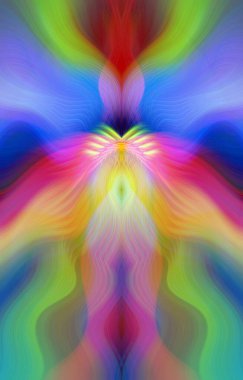 Canlı Soyut Sanatsal Simetrik Renkli Kaleydoskopik Tasarım Parlak Desenler, Geometrik Şekiller, Modern Geleceğsel Sanatsal Biçimli Değişken Enerji