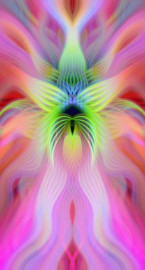 Canlı Soyut Sanatsal Simetrik Renkli Kaleydoskopik Tasarım Parlak Desenler, Geometrik Şekiller, Modern Geleceğsel Sanatsal Biçimli Değişken Enerji