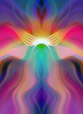 Canlı Soyut Sanatsal Simetrik Renkli Kaleydoskopik Tasarım Parlak Desenler, Geometrik Şekiller, Modern Geleceğsel Sanatsal Biçimli Değişken Enerji