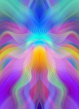 Canlı Soyut Sanatsal Simetrik Renkli Kaleydoskopik Tasarım Parlak Desenler, Geometrik Şekiller, Modern Geleceğsel Sanatsal Biçimli Değişken Enerji