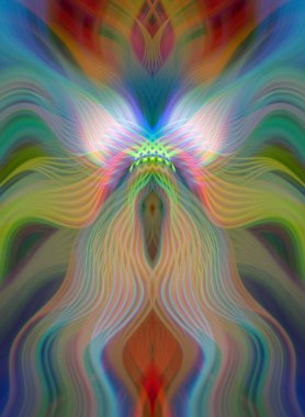 Canlı Soyut Sanatsal Simetrik Renkli Kaleydoskopik Tasarım Parlak Desenler, Geometrik Şekiller, Modern Geleceğsel Sanatsal Biçimli Değişken Enerji