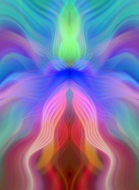 Canlı Soyut Sanatsal Simetrik Renkli Kaleydoskopik Tasarım Parlak Desenler, Geometrik Şekiller, Modern Geleceğsel Sanatsal Biçimli Değişken Enerji