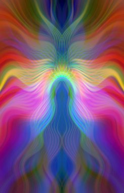 Canlı Soyut Sanatsal Simetrik Renkli Kaleydoskopik Tasarım Parlak Desenler, Geometrik Şekiller, Modern Geleceğsel Sanatsal Biçimli Değişken Enerji