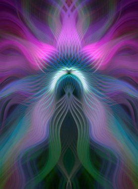 Canlı Soyut Sanatsal Simetrik Renkli Kaleydoskopik Tasarım Parlak Desenler, Geometrik Şekiller, Modern Geleceğsel Sanatsal Biçimli Değişken Enerji