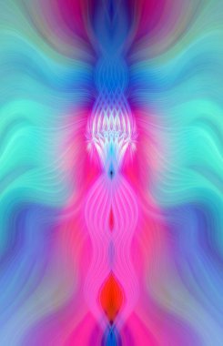 Canlı Soyut Sanatsal Simetrik Renkli Kaleydoskopik Tasarım Parlak Desenler, Geometrik Şekiller, Modern Geleceğsel Sanatsal Biçimli Değişken Enerji