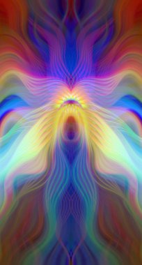 Canlı Soyut Sanatsal Simetrik Renkli Kaleydoskopik Tasarım Parlak Desenler, Geometrik Şekiller, Modern Geleceğsel Sanatsal Biçimli Değişken Enerji