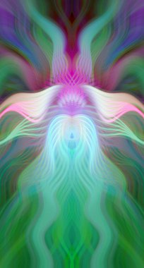 Canlı Soyut Sanatsal Simetrik Renkli Kaleydoskopik Tasarım Parlak Desenler, Geometrik Şekiller, Modern Geleceğsel Sanatsal Biçimli Değişken Enerji