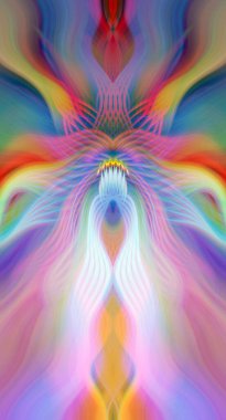 Canlı Soyut Sanatsal Simetrik Renkli Kaleydoskopik Tasarım Parlak Desenler, Geometrik Şekiller, Modern Geleceğsel Sanatsal Biçimli Değişken Enerji